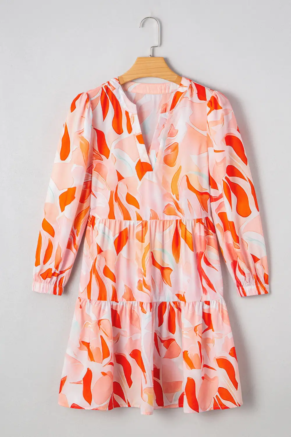 Abstract Print Long Sleeve Mini Dress