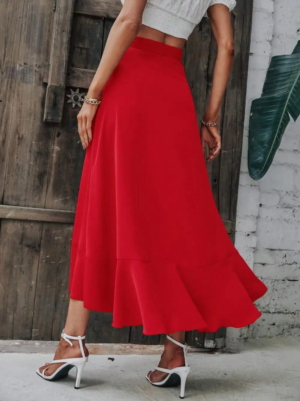 Ruffle Tied Midi Skirt