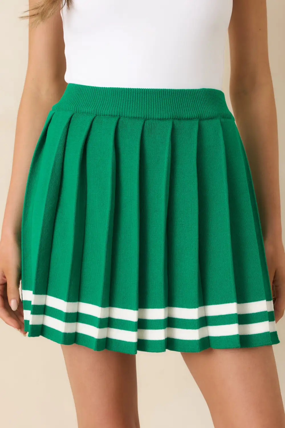 Pleated Cotton Mini Skirt