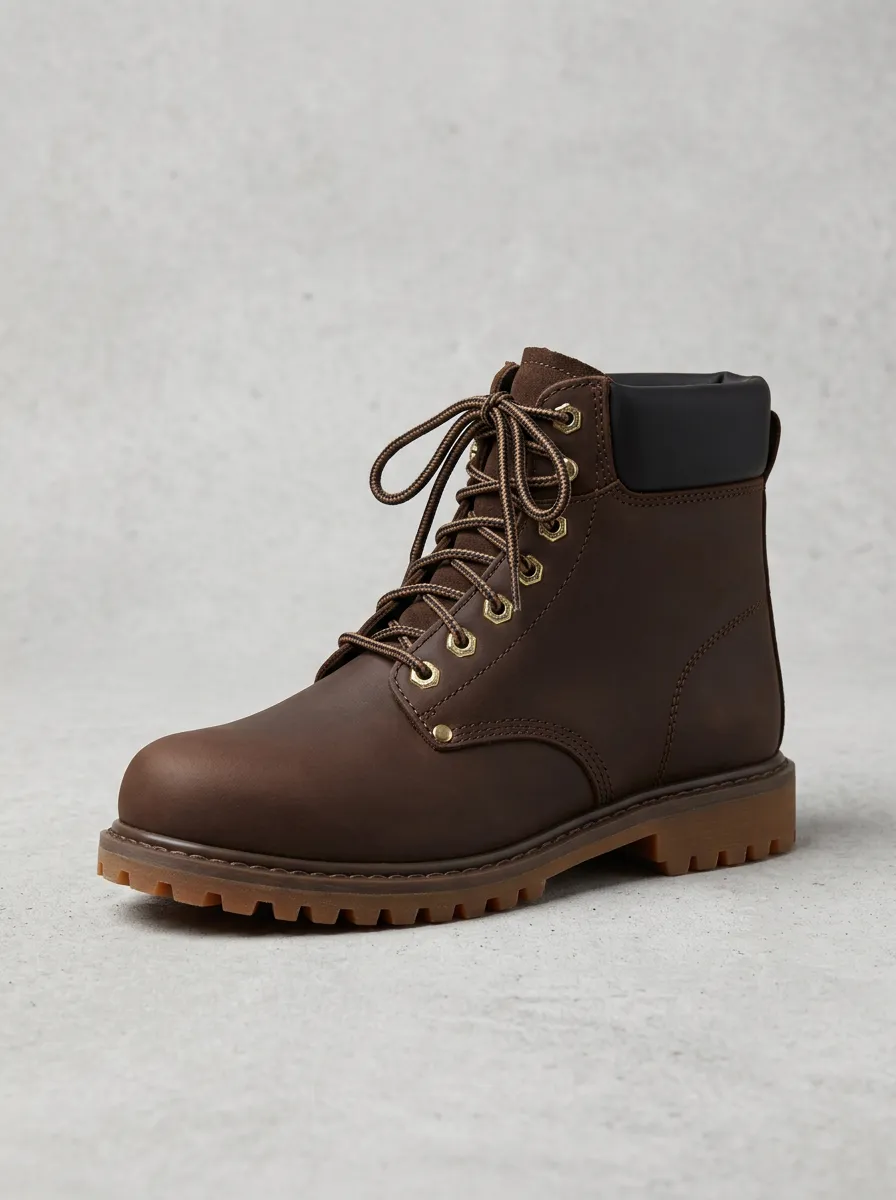 Men's Padded-Collar Lug-Sole Work Boots