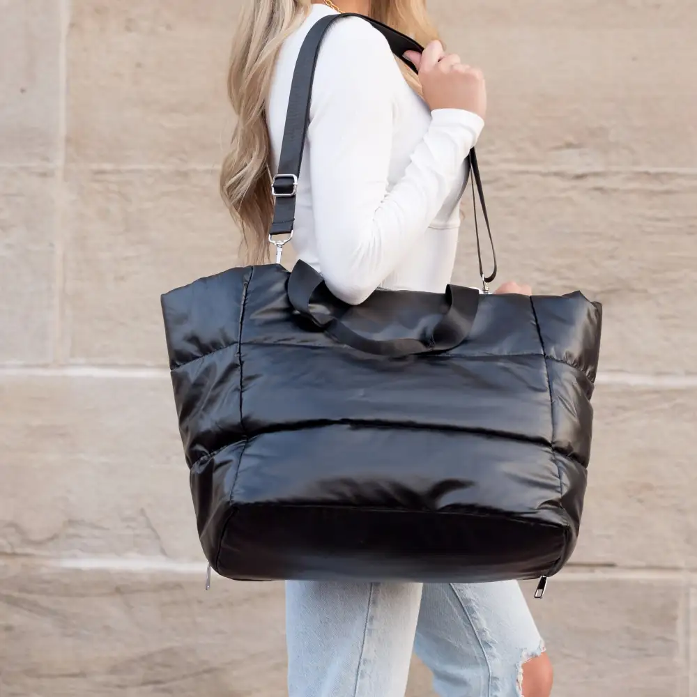 Metallic Puffer Tote Bag