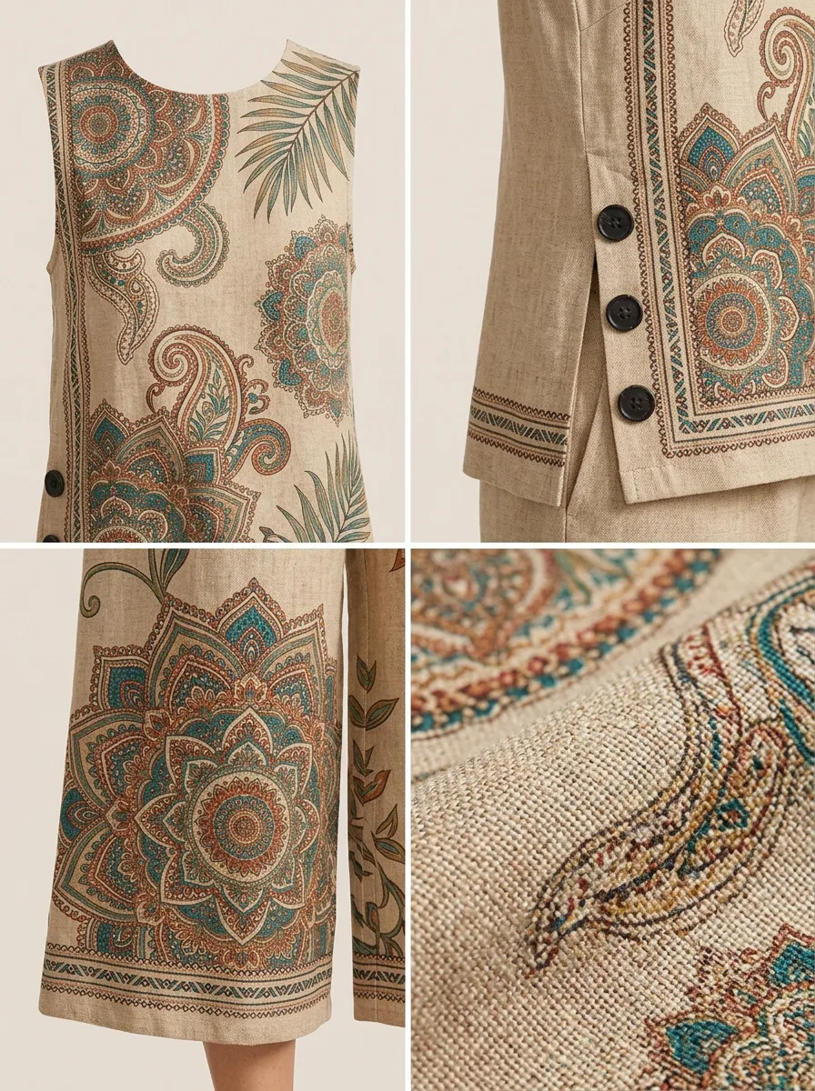 Women's Bohemian Paisley Floral Printed Sleeveless Set
