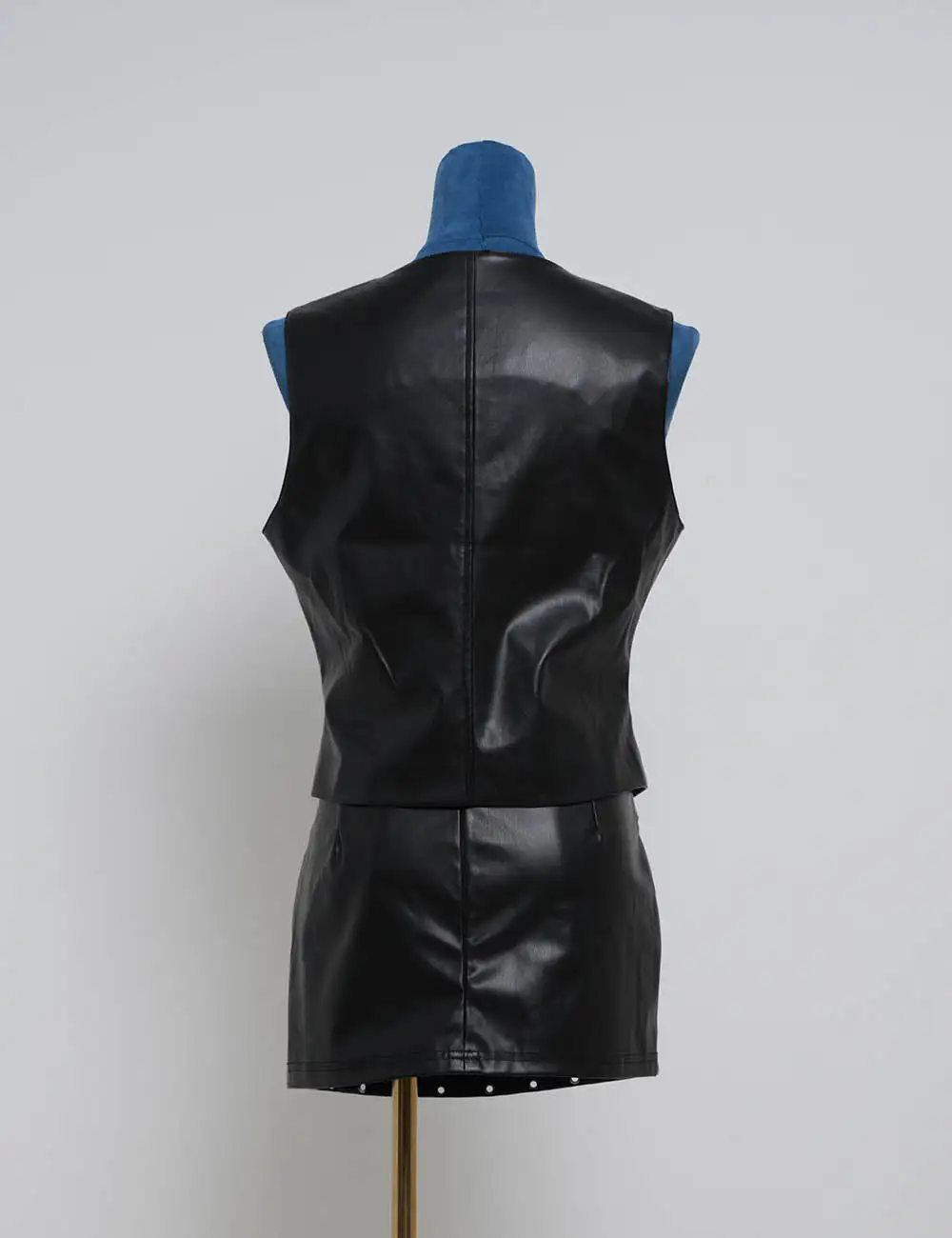 Street Chic V Neck Button Front Faux Leather Vest