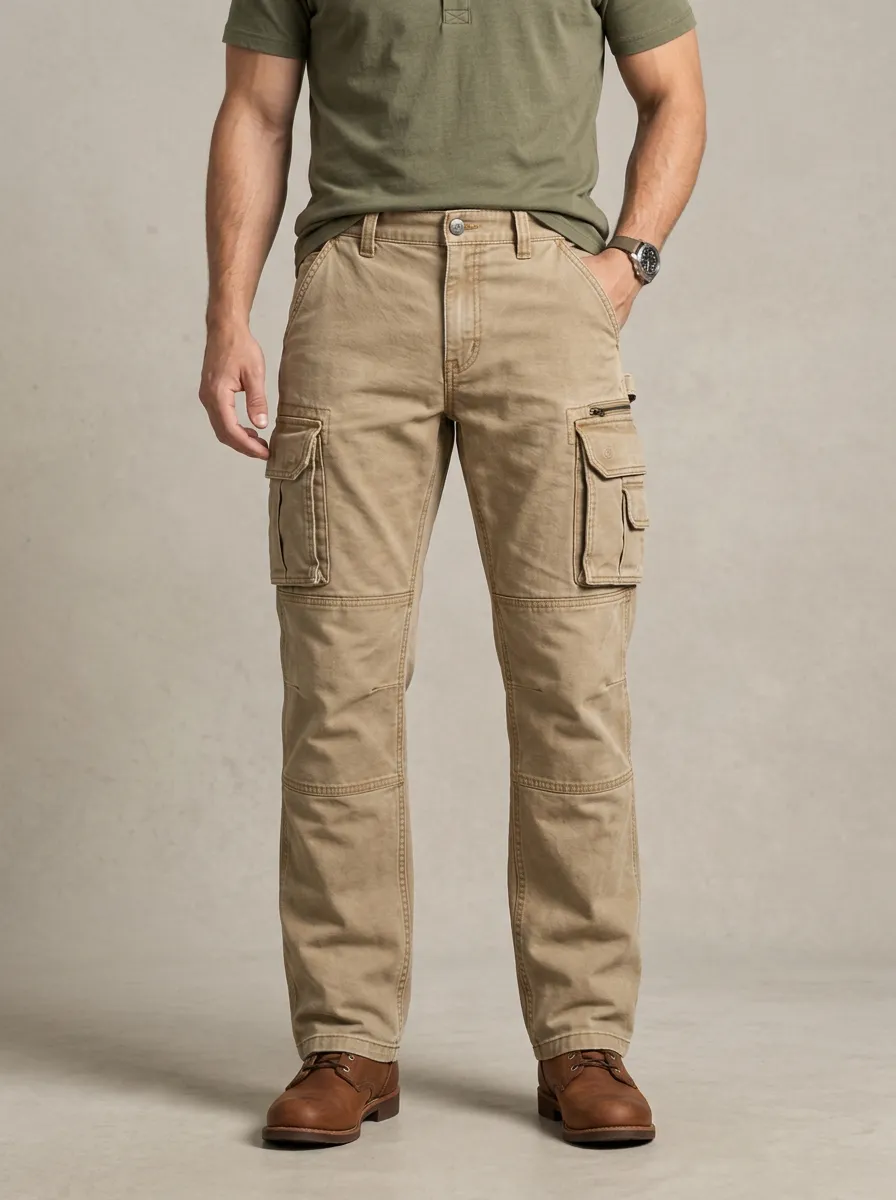 Men's Flexible Multi-Pocket Utility Work Pants