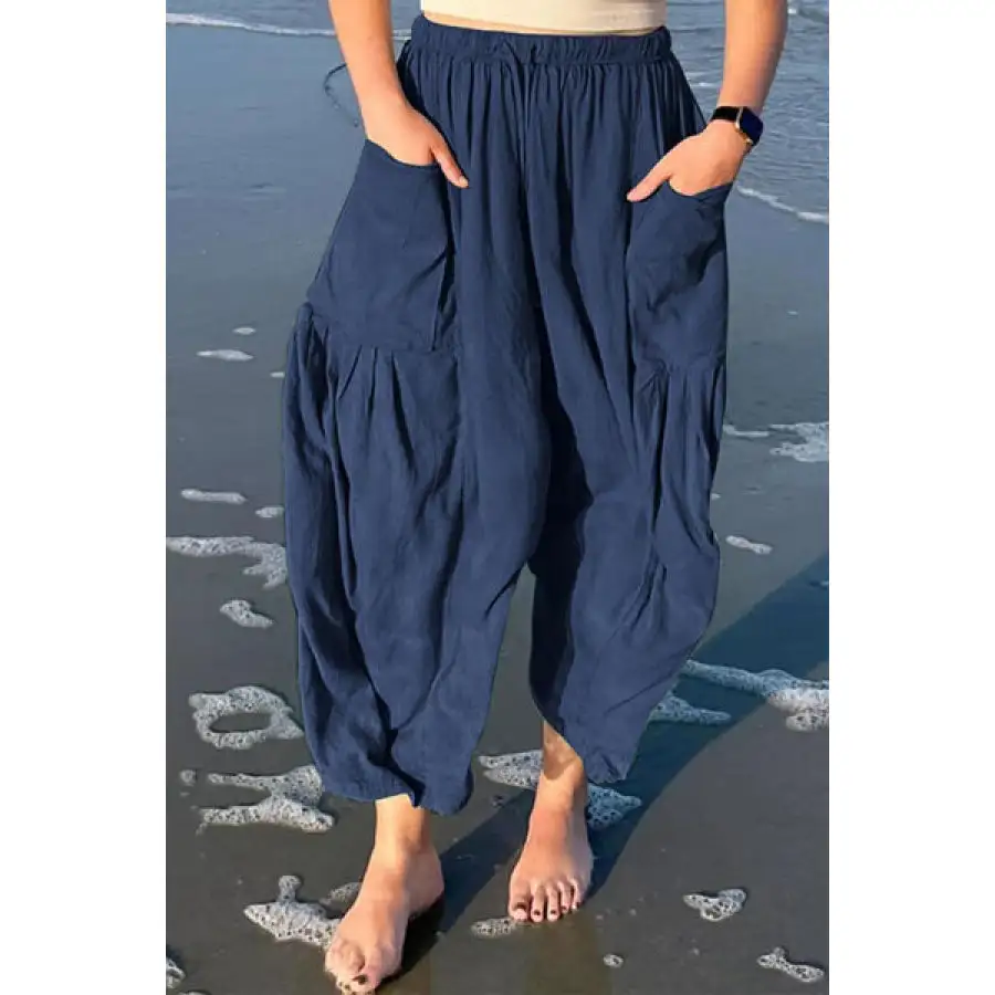 Full Size Pocketed Drawstring Wide Leg Pants
