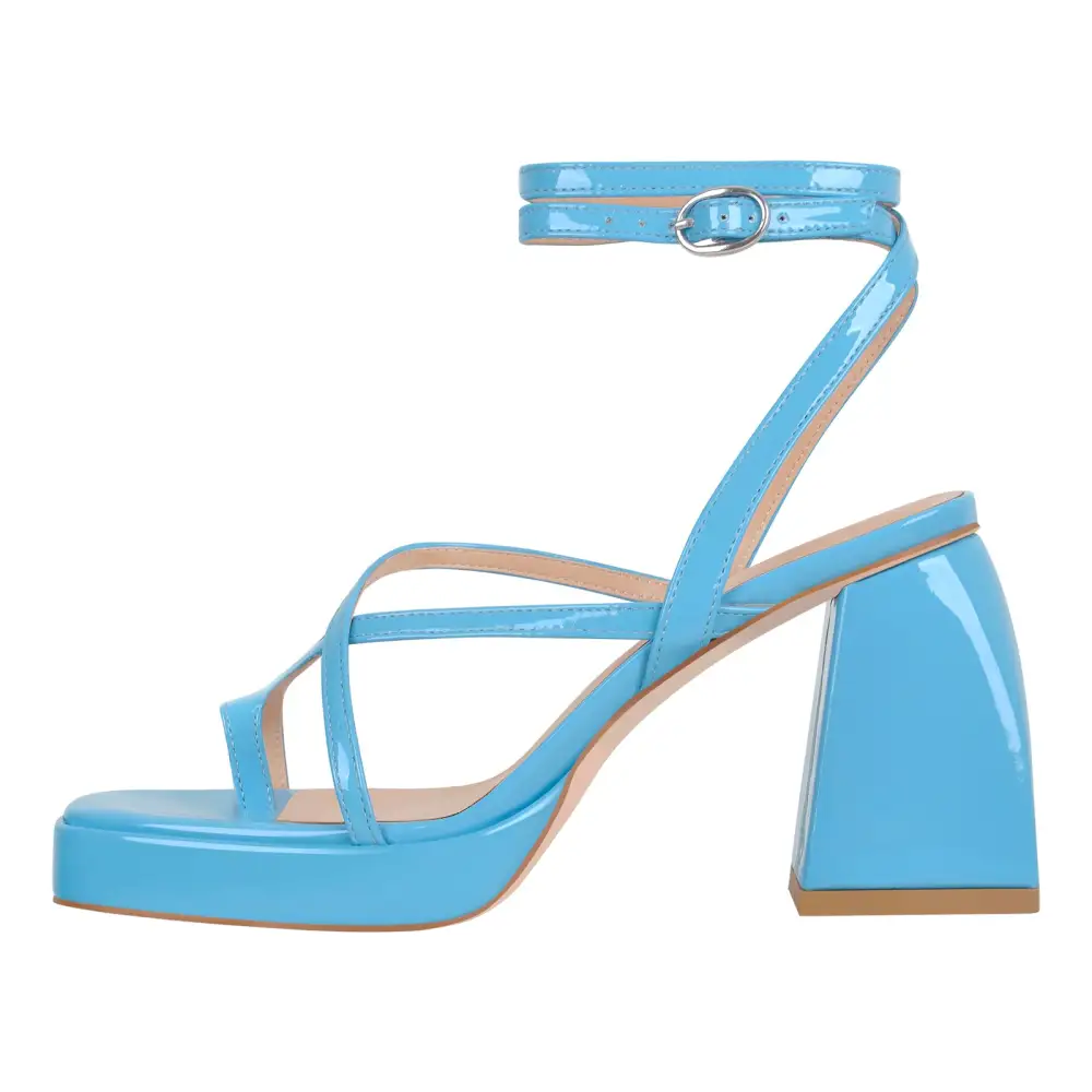Chunky Mid Heel Crisscross Platform Sandals