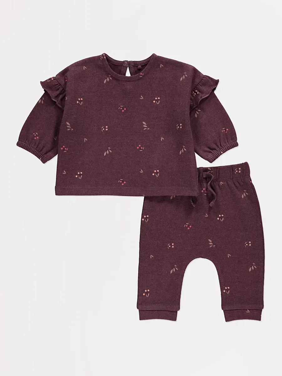 Plum Cherry Soft Knit Top and Leggings Outfit