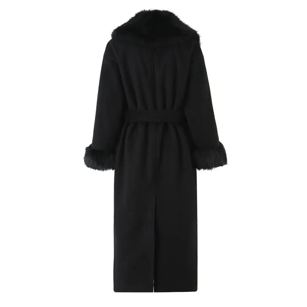 Wool-Blend Fur-Collar Relaxed Outerwear Coat