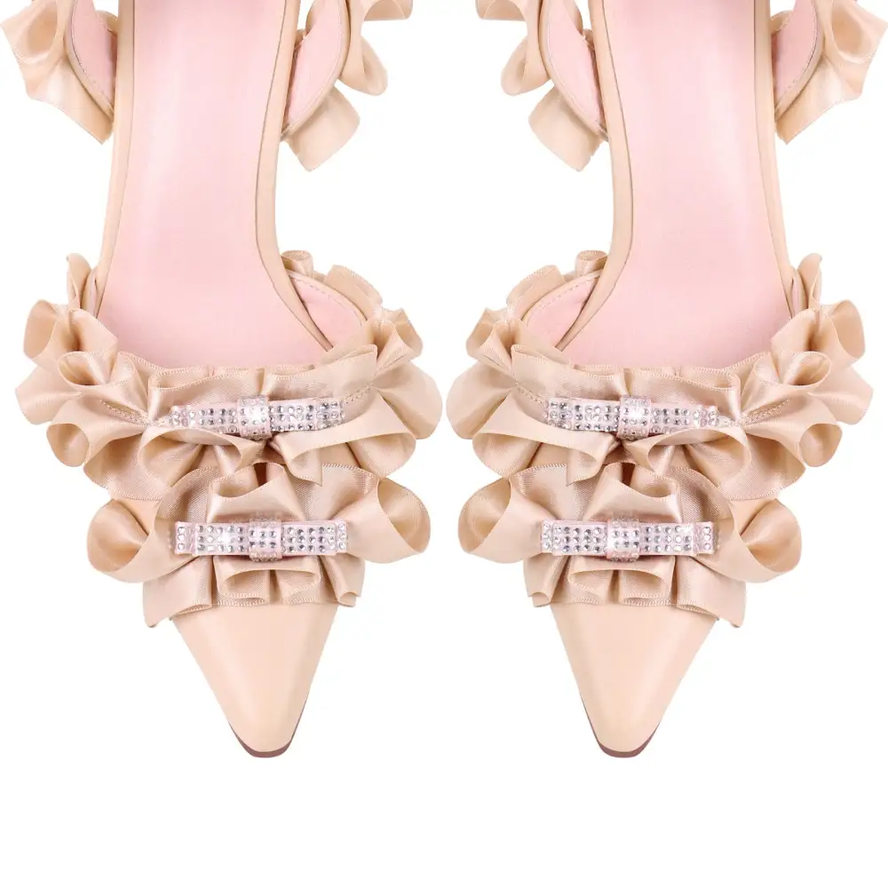 Polished Rhinestone Pointed Toe Stiletto Slingback Pumps