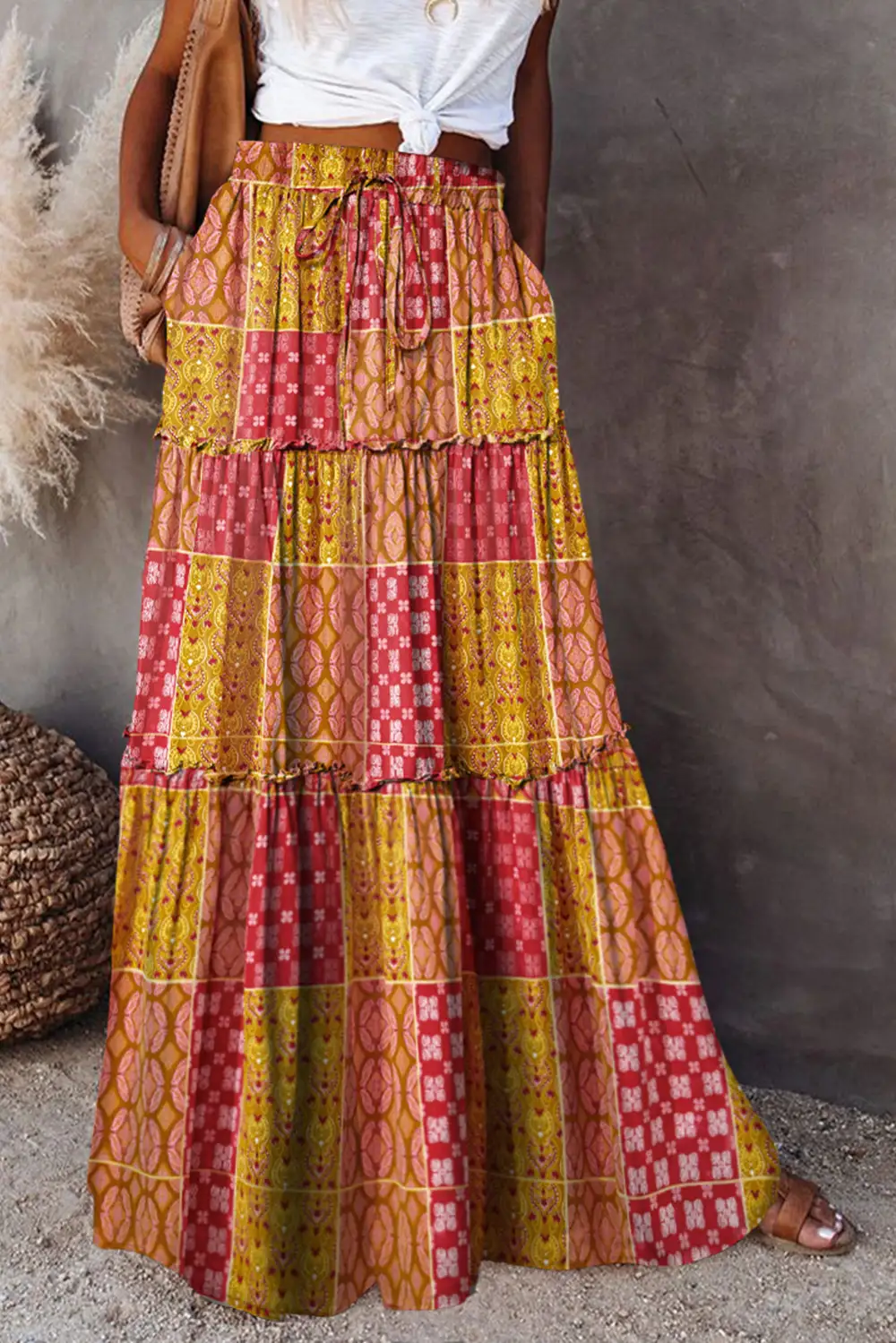 Wearable Printed Pocket Detail Skirt