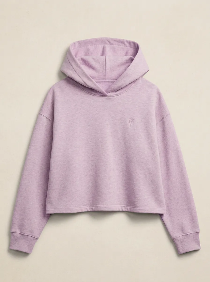 Women's Minimalist Aesthetic Small Flower Embroidered Cropped Hoodie