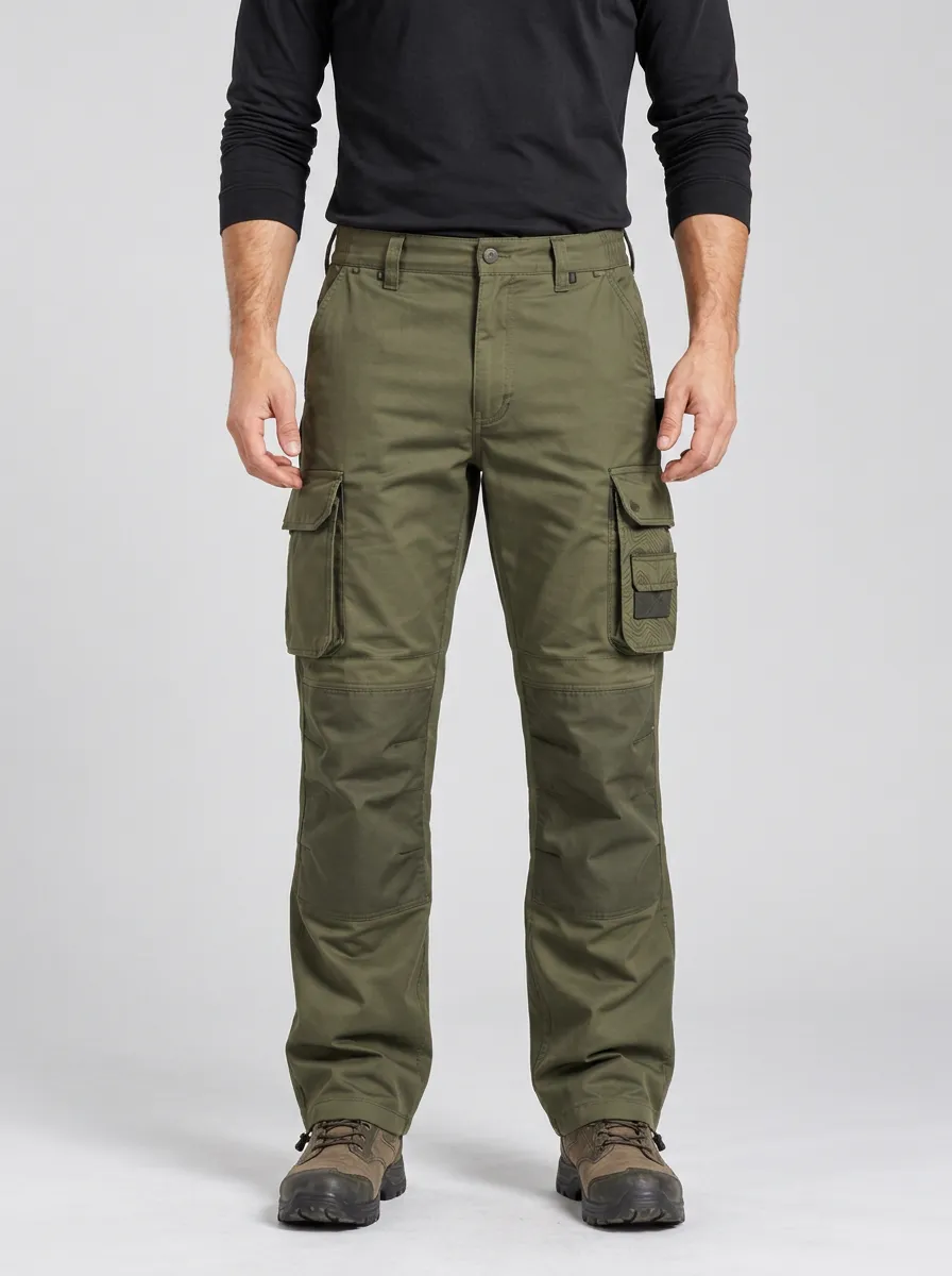 Tactical Outdoor Olive Green Geometric Pattern Cargo Pants