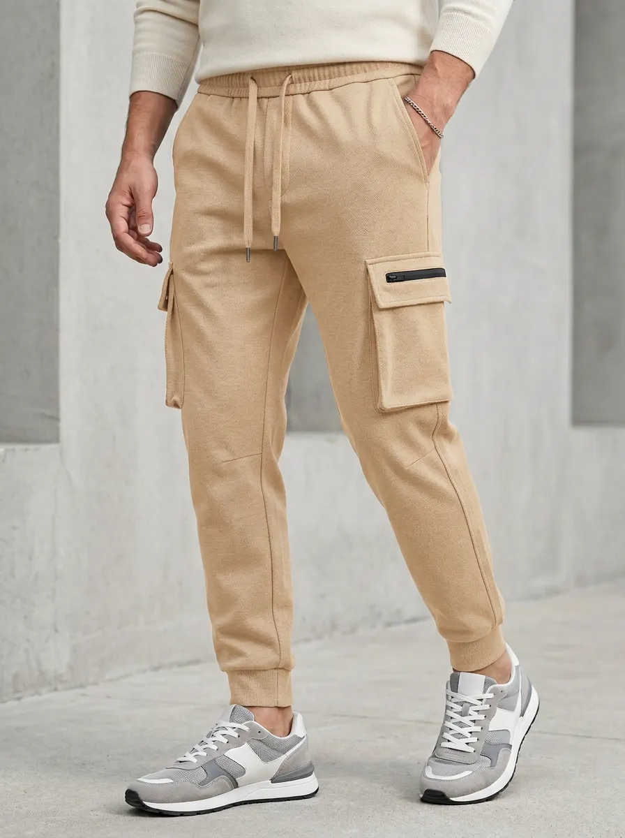 Refined Multi Pocket Graphic Print Profile Men's Cargo Jogger Pants