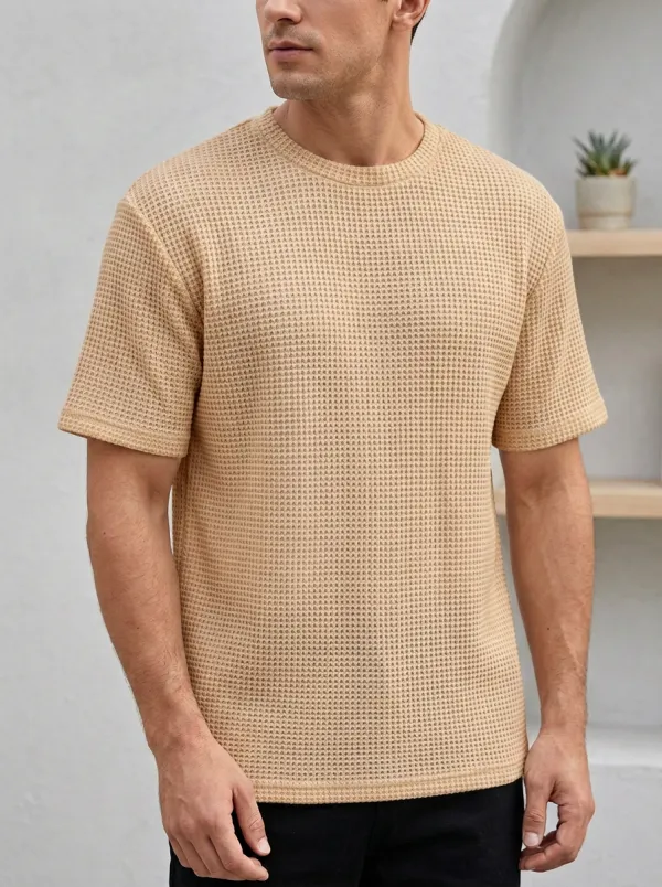 Men's Relaxed Structured Waffle Knit T-Shirt
