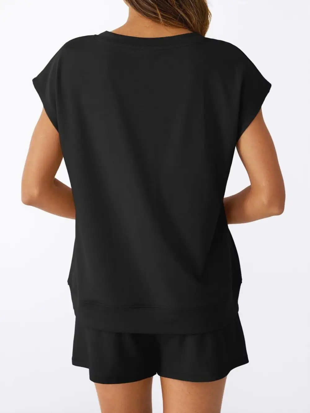 Casual V Neck T Shirt and Shorts Set