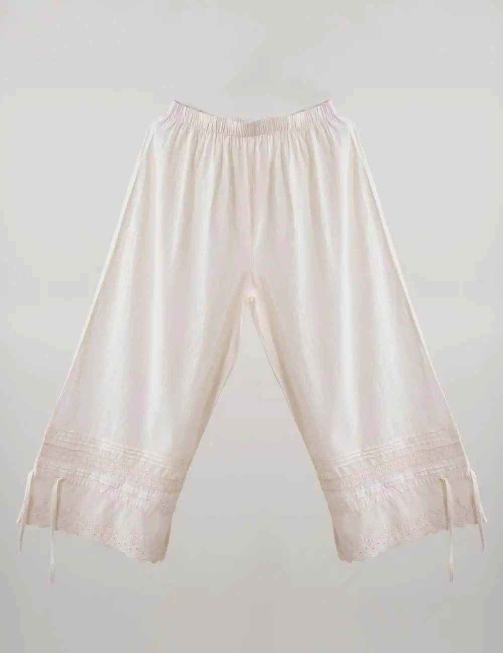 Elastic Waist Eyelet Drawstring Bloomer Pants