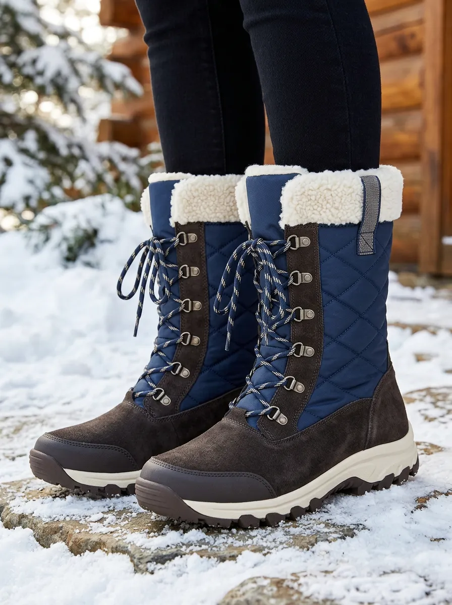 Women's Winter Outdoor Quilted Faux Fur Lined Snow Boots