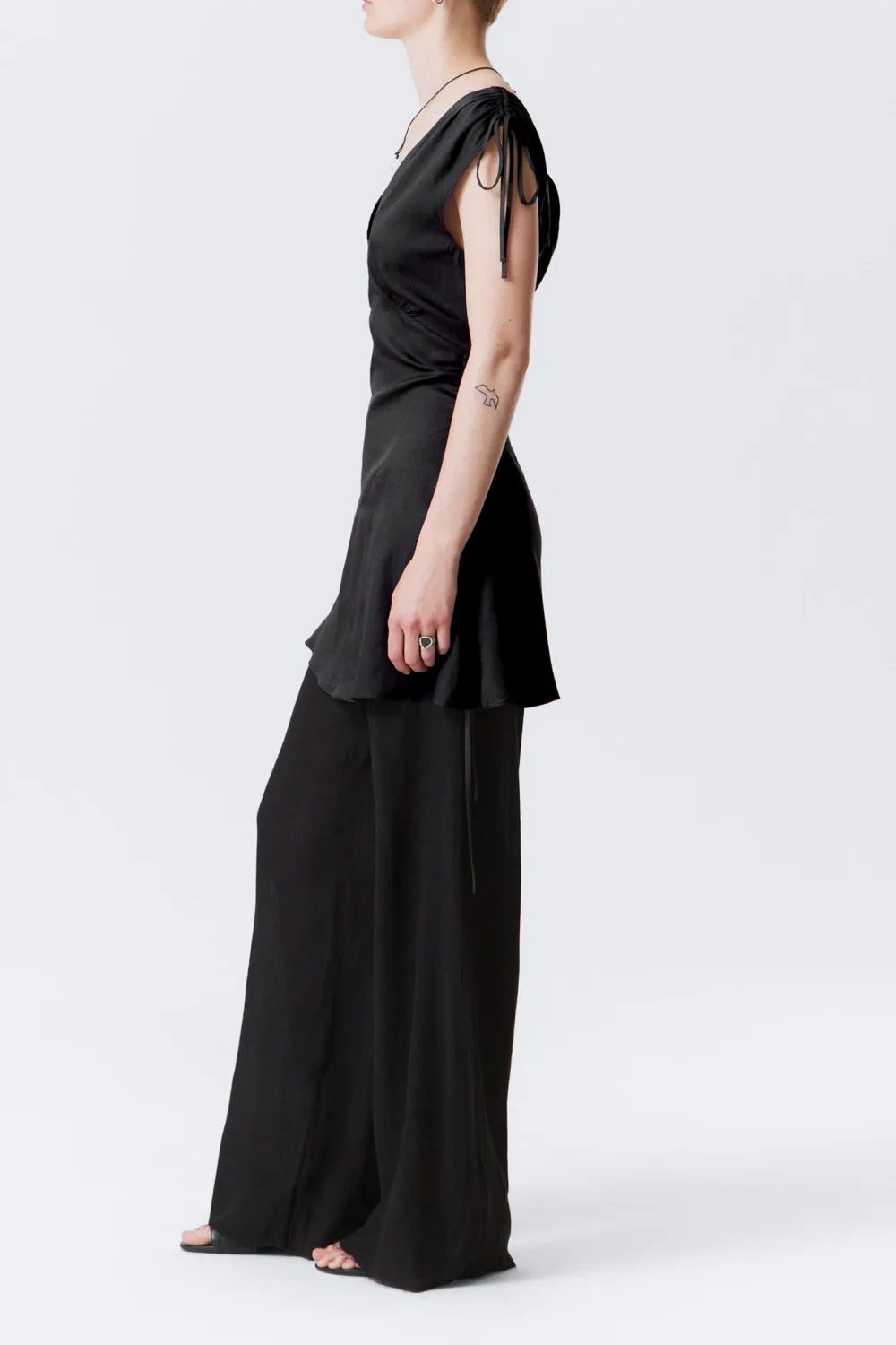 Drawstring Detail V-Neck Dress