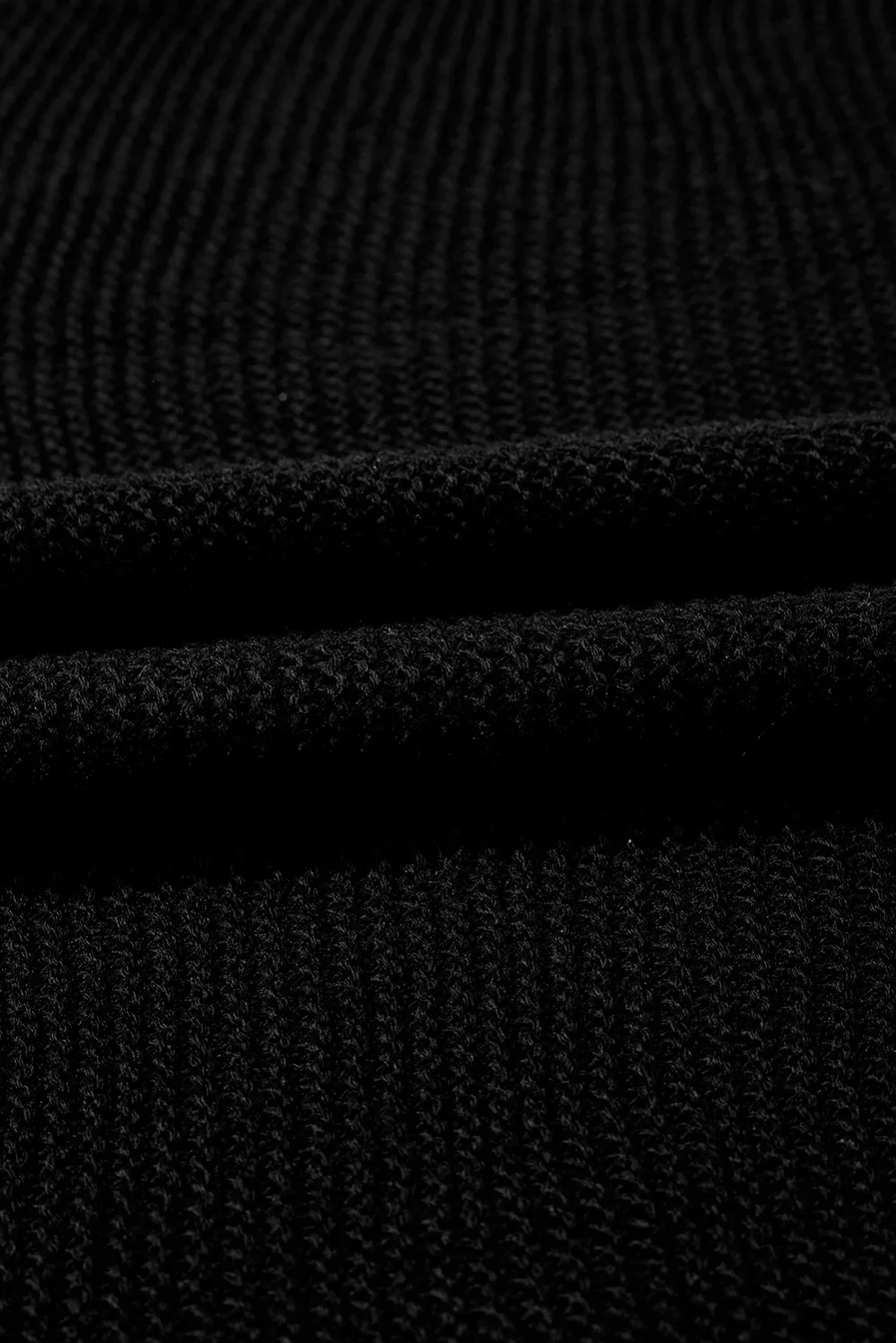 Black Sweater Side Slits Tee