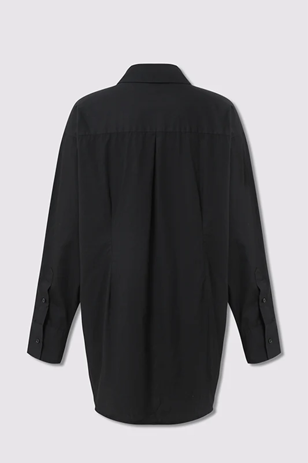 Black Poplin Oversized Long - Sleeve