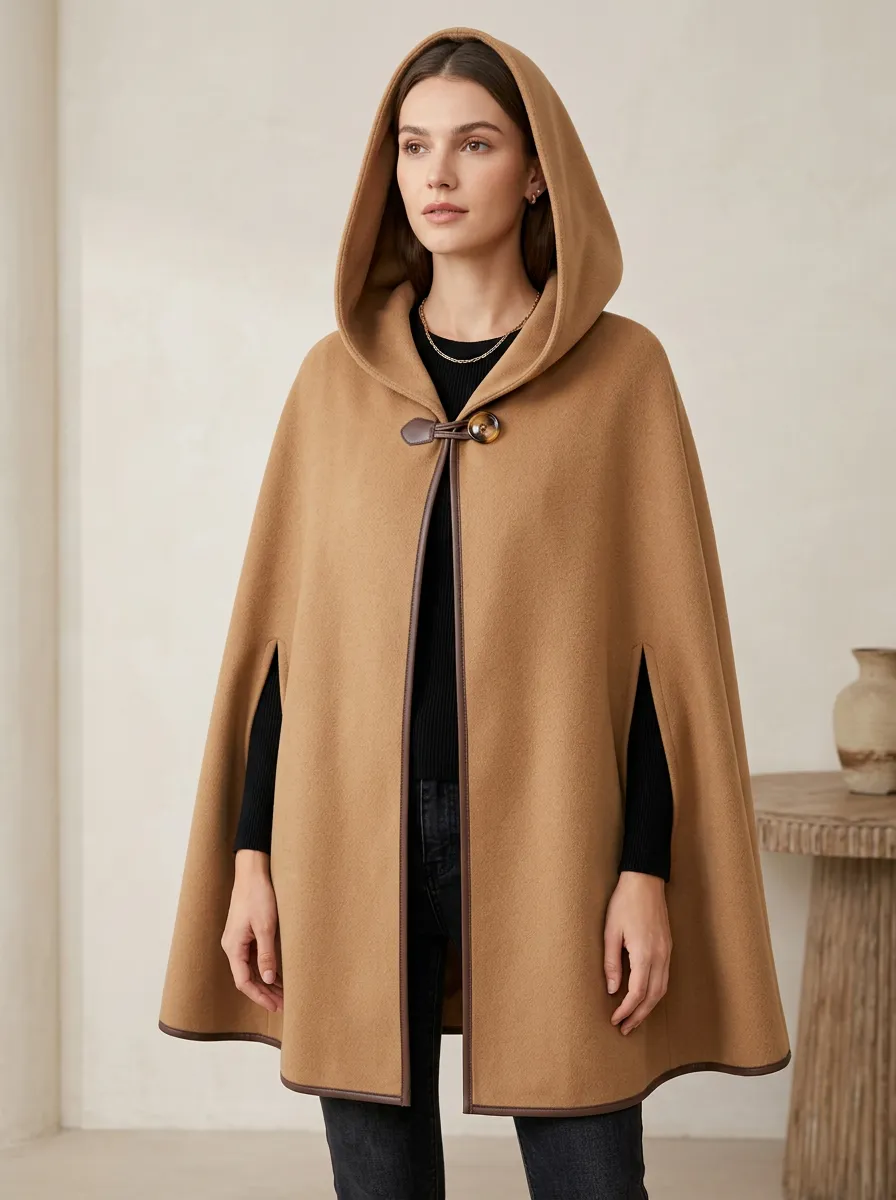 Relaxed Hooded Women's Cape Poncho