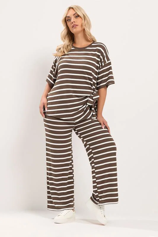Chocolate Brown Stripe Side Knot Soft Touch Top detail 1