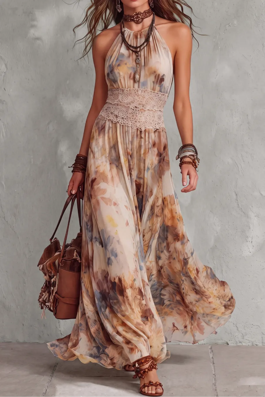 Classic Lace Floral Maxi Dress