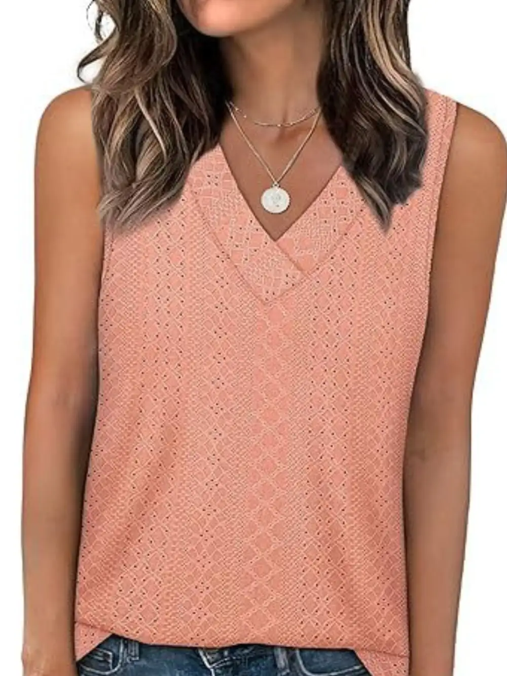 Eyelet V-Neck Tank