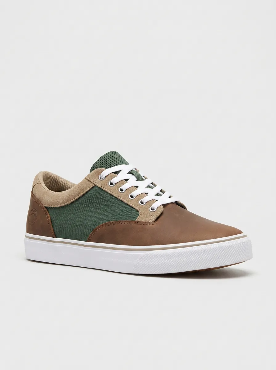 Suede-Panel Leather-Panel Skate-Inspired Men's Athletic Sneakers