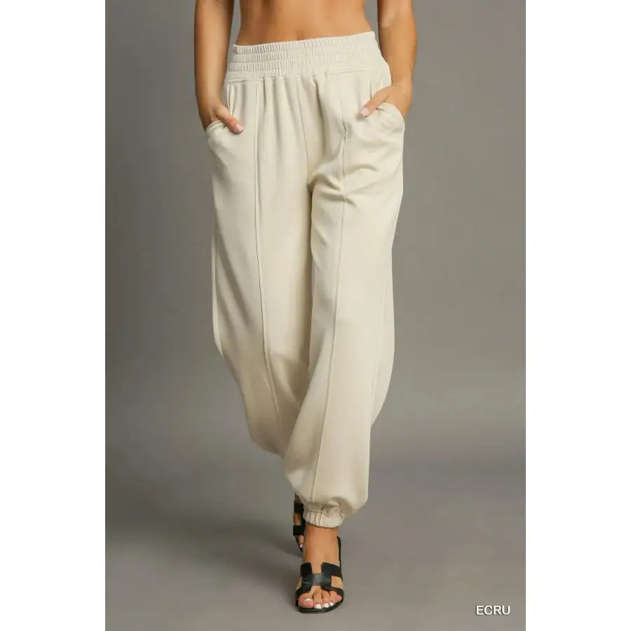 Drawstring Jogger Pants with Front Seam Detail