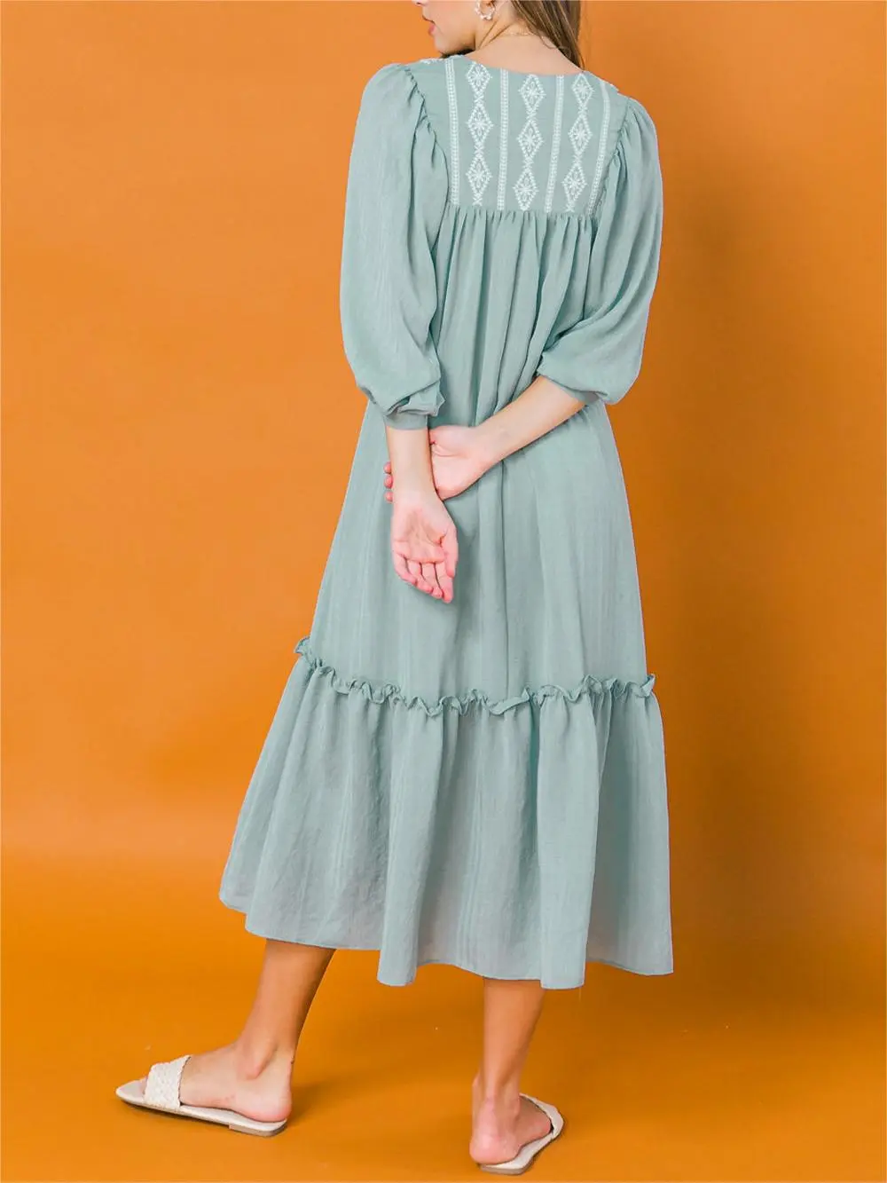 Tied Neck Midi Dress