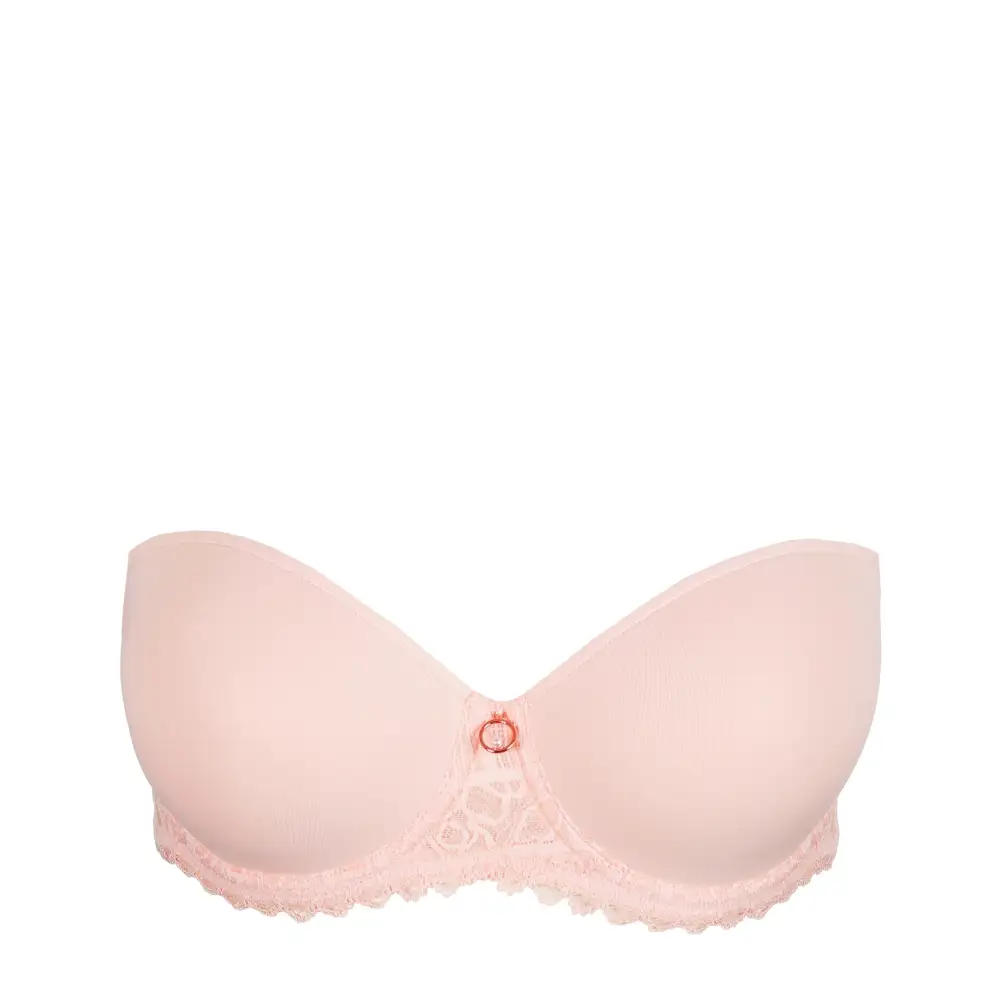 Women's Strapless Adjustable Straps Lace Mesh Microfiber Floral Detail Rounded Shape Bra