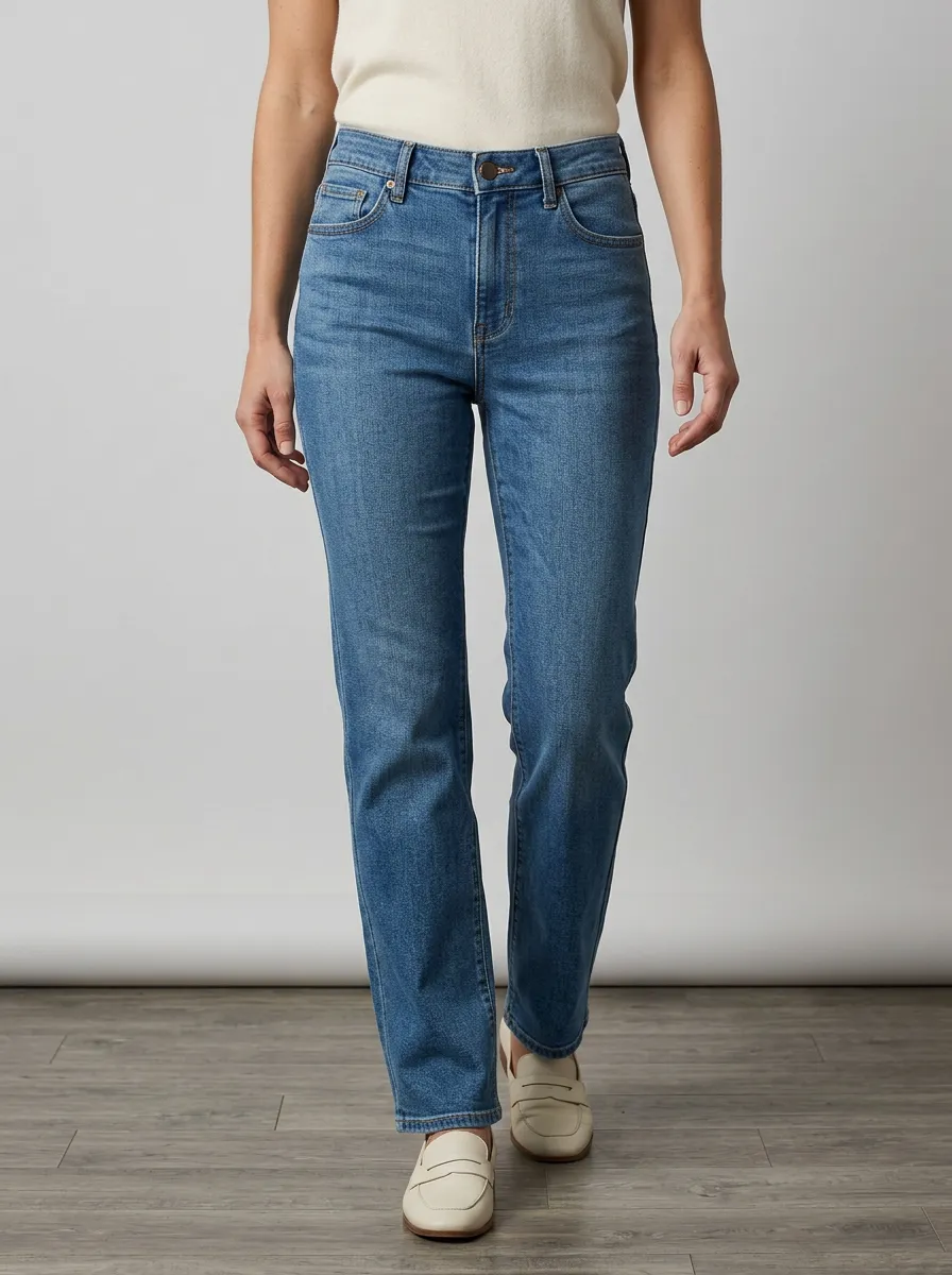 Straight-Leg Denim Daily-Wear Denim Jeans
