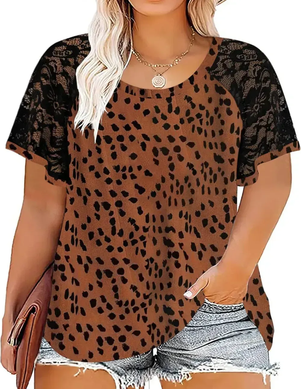 HDLTE Womens Plus Size Tops Floral Bell Sleeves Blouses Summer Crewneck Tunic Loose Casual T Shirts