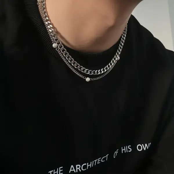 Stacked Pearl Cuban Necklace