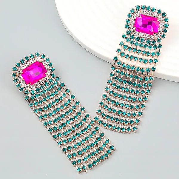 Rhinestone Crystal Tassel Earrings