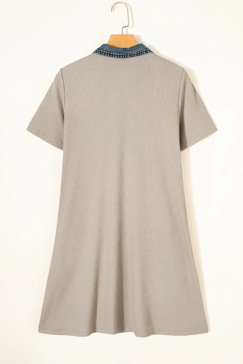Patchwork Denim Ribbed Sweater Dress