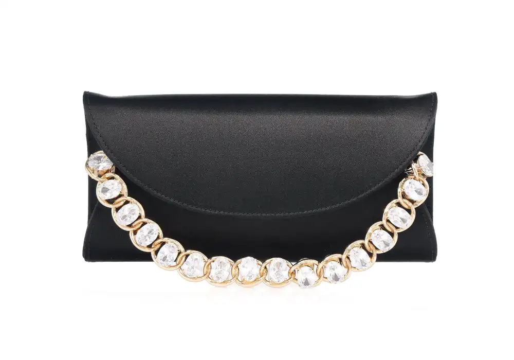 Luminous Satin Envelope Embellished Clutch