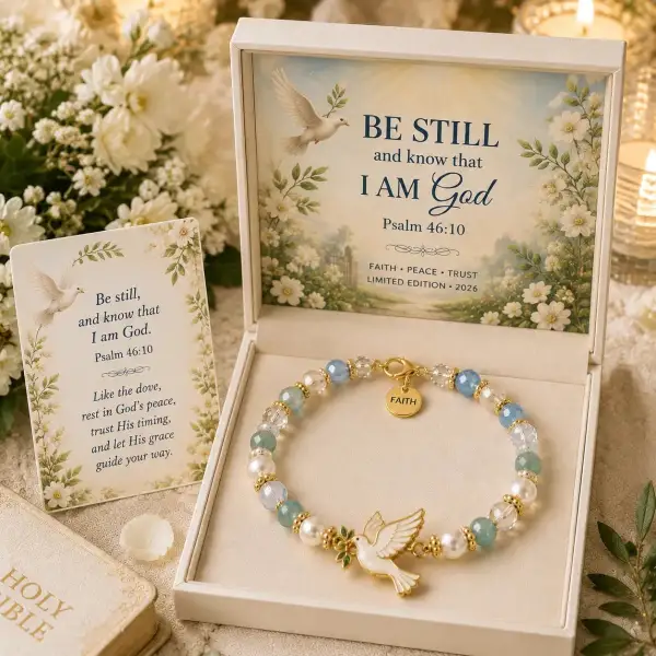 🎅 2026 Christmas Gift 50% Off--✝️ Psalm 46:10 Faith Bracelet | Limited Edition 2026 Christian Jewelry with 7 Meaningful Nature Symbols, Gemstone-Style Beads & Scripture Gift Box 🤍