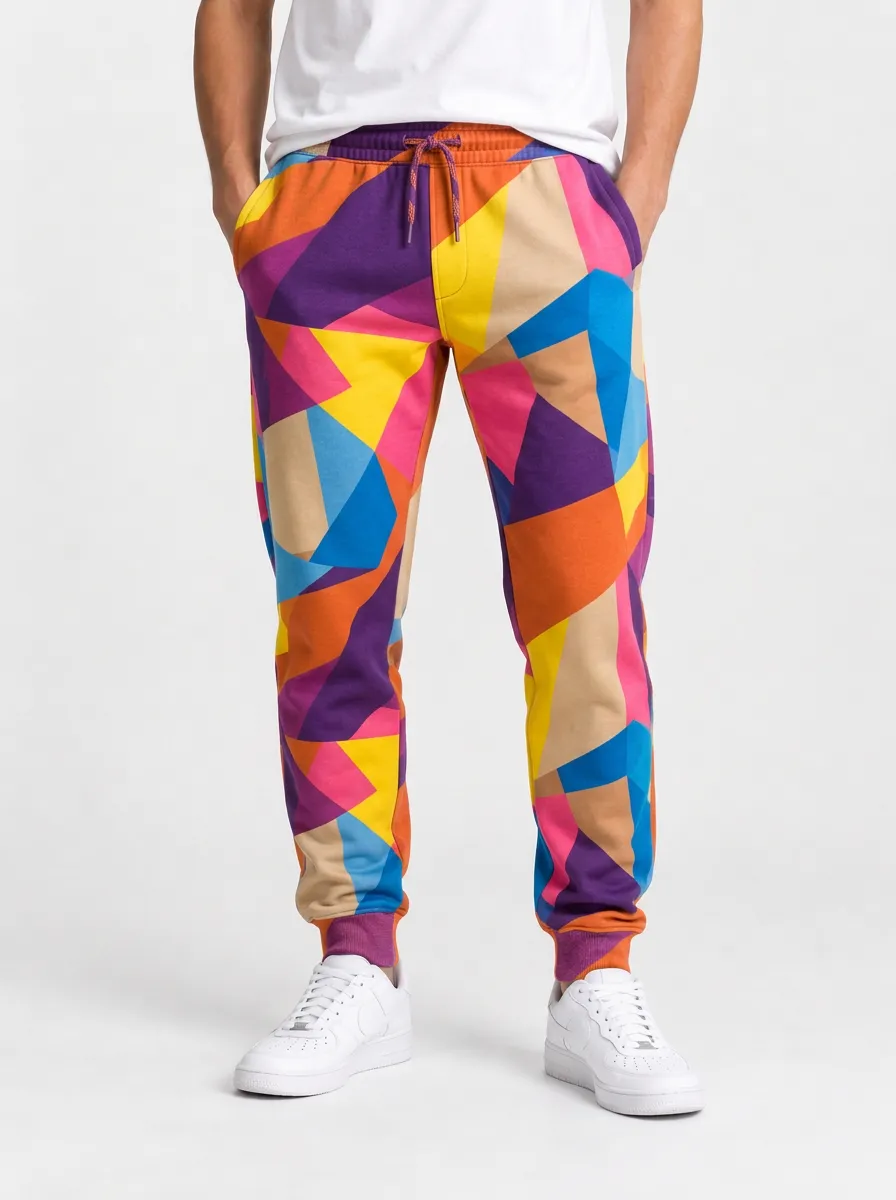 Men's Graphic Sweatpants with Geometric Artwork