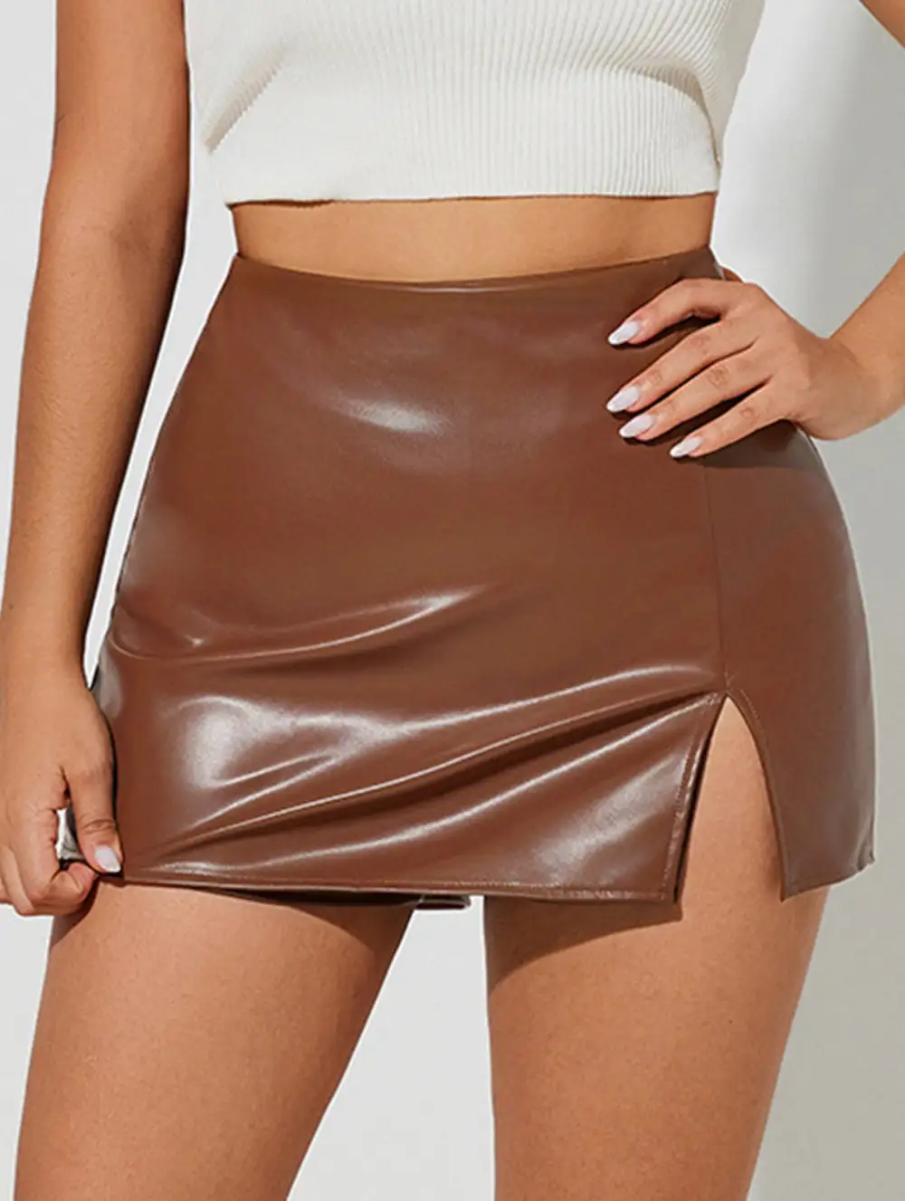 Slit Hem Bodycon Mini Skort