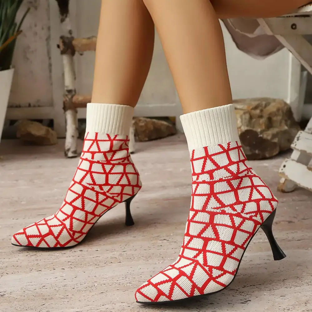 Pointed Toe Flared Heel Boots