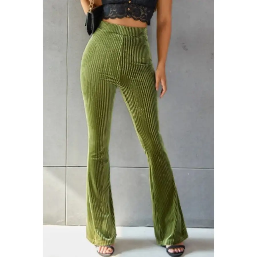 Ribbed High Waist Flare Pants