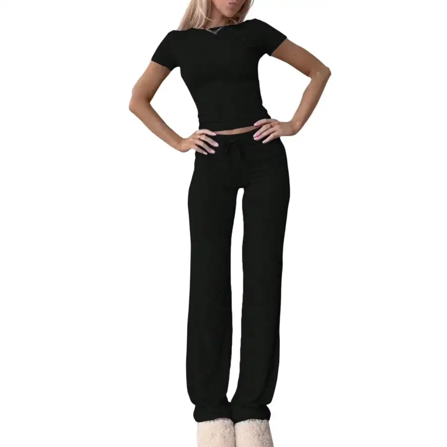 Everyday Round Neck Short Sleeve Top and Pants Set