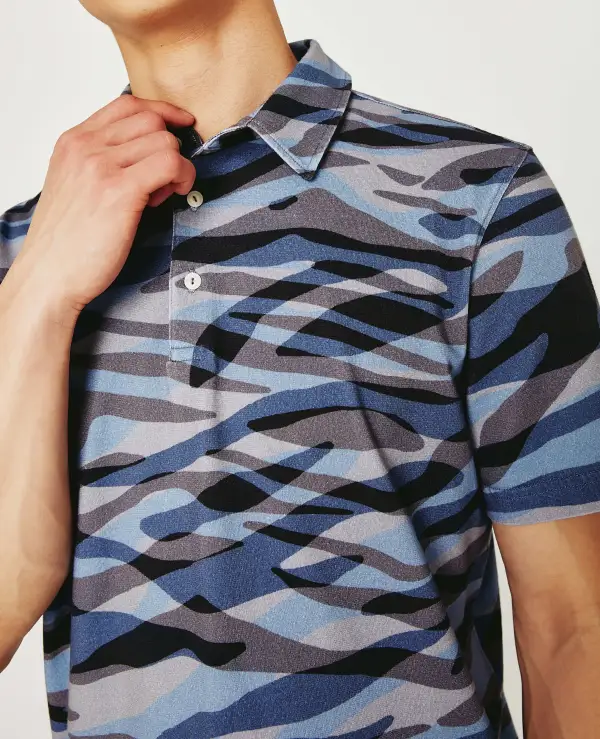 Men's Self Collar Cotton Jersey Polo Shirt