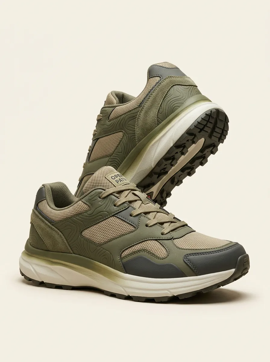 Outdoor-Inspired Style Hiking-Inspired Topographic Casual Sneakers
