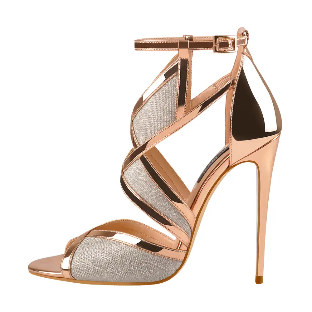 Metallic Luster Glitter Cut Out Sandals