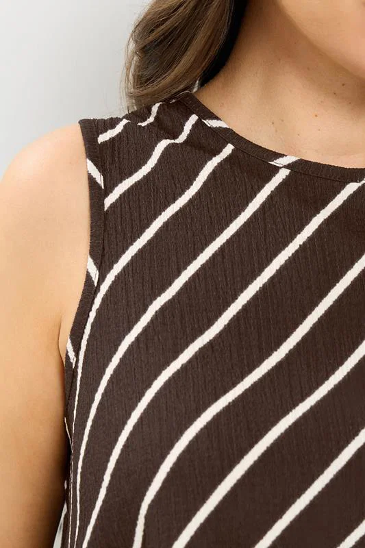 Chocolate Brown Stripe Vest Top detail 3