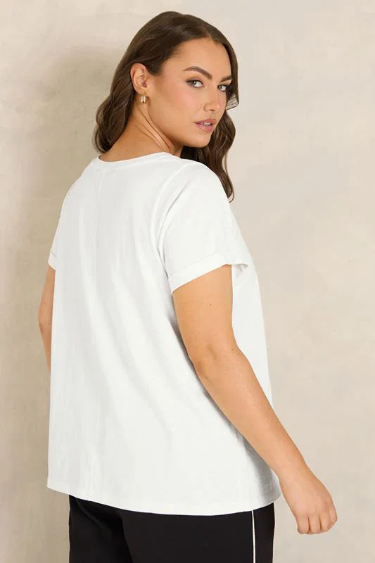 Ecru White Cotton T-Shirt detail 2