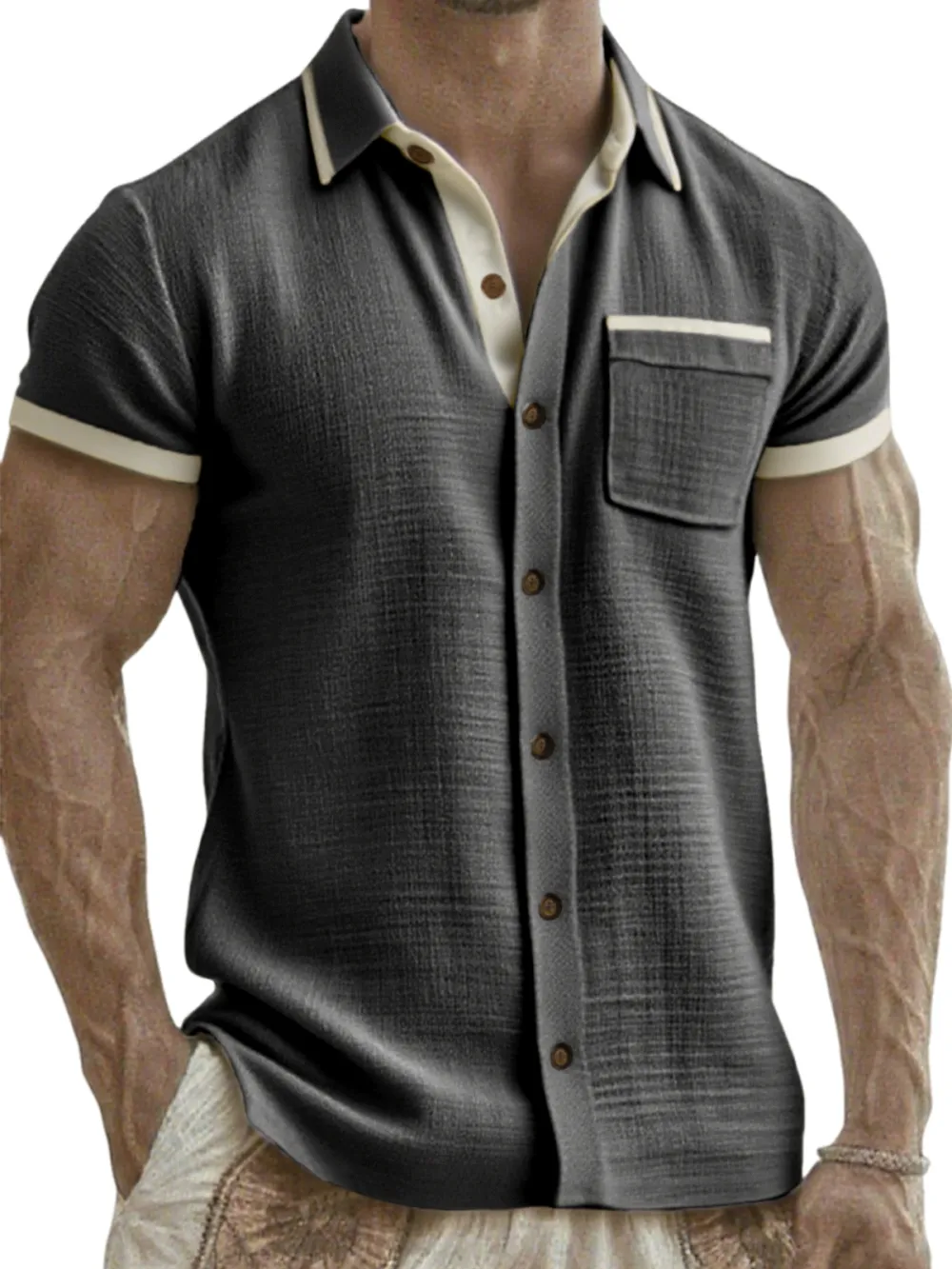 Linen Blend Pocket Shirt
